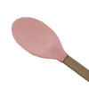 Silicone Cooking Spoon with Wooden Handle, featuring a pink silicone head and sturdy wooden handle, ideal for cooking.