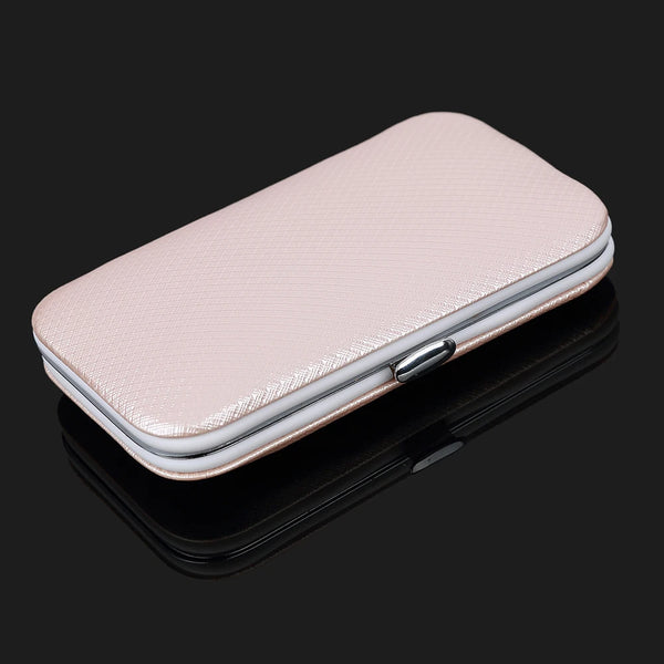 7 Piece Luxury Classic Nail Trimmer Kit case in elegant pink color with sleek design and silver accents.