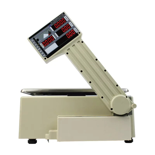 TM-F 15kg 30kg Digital Label Printing Barcode Scale with adjustable display for weight and price visualization.