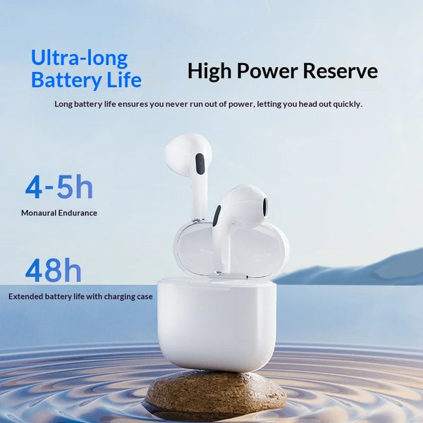 Pro6 True Wireless Waterproof Earbuds with ultra-long battery life and charging case.
