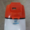 Close-up of Handheld Power Megaphone 50W showing quality control passed sticker and charging port.