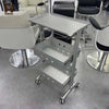 Aluminium Salon Trolley with multiple storage shelves, designed for organized tool storage in salons and beauty studios.