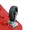 Close-up of a wheel on the Ergonomic Mechanics Creeper Trolley with Magnetic Trays, highlighting its maneuverability.