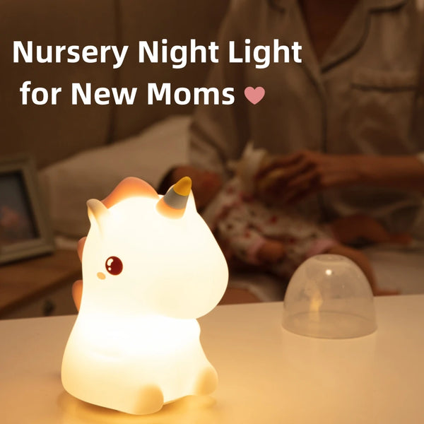 Kids Gifts LED Touch Sensor Baby Night Light in a nursery for new moms providing soft illumination.