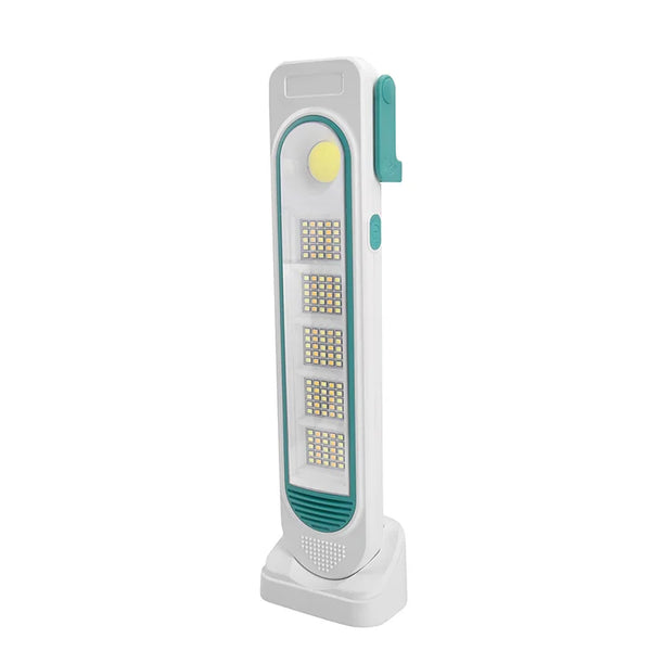 IP44 Solar & Type-C Portable Outdoor Lamp in upright position, showcasing its solar panels and LED lights.