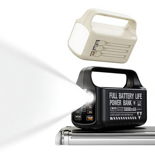 Border Large Capacity 160000mAh Plastic Power Bank with flashlight and compact design for portable charging.