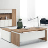 20M Modern Luxury Executive CEO Desk in a stylish office setting with a green chair and elegant accessories.
