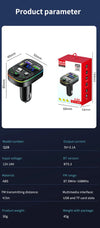 C15 BT Portable Car MP3 Player specifications including dimensions and features for easy reference.