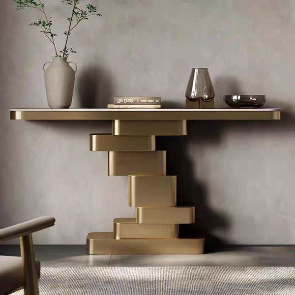 Contemporary Extra Long Faux Marble Console Table