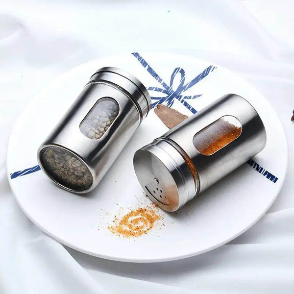Stainless Steel Glass Spice Jar and Salt Pepper Shaker