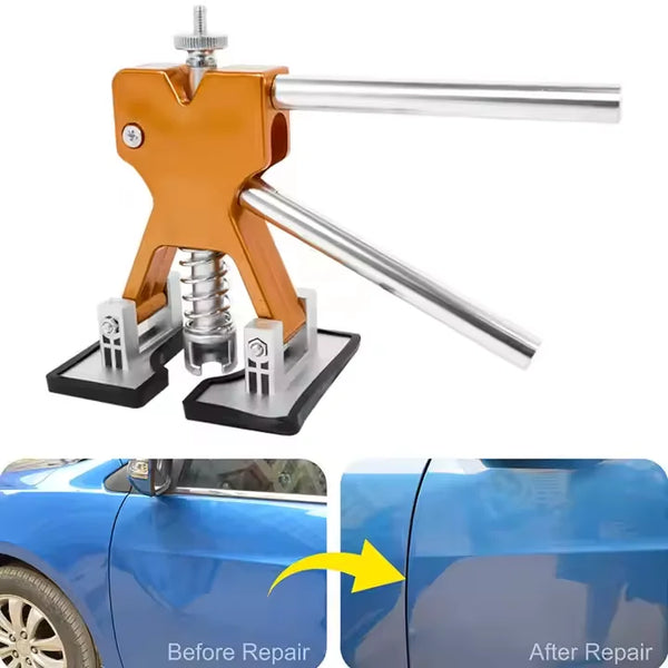 Portable Car Dent Puller Machine Full Dent Repair Kit shown with before and after images of car dent repair.