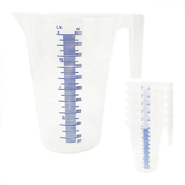 Plastic Paint Measuring Cup with Graduated Scale for accurate mixing and pouring of paint, resin, and chemicals.