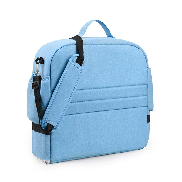Baby Diaper Bag Baby Caddy Organizer Bed Mummy Backpack Bag in light blue color, ideal for organizing baby essentials.