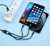 3-in-1 USB Charging Cable connecting two smartphones to a power outlet for fast charging.