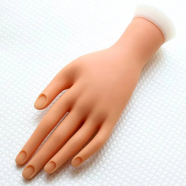 Flexible Soft Plastic Nail Art Practice Hand for practicing nail art techniques and acrylic application.