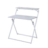 Metal Legs Folding Computer Desk with a white finish and two-tier design for versatile workspace organization.