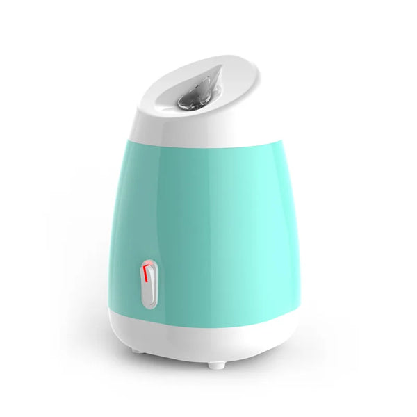 Hot Spray Facial Steamer Hydration Device in turquoise and white, designed for deep skin hydration and pore opening.