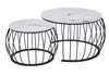 Modern Luxury Round Coffee Tea Table with elegant marble tops and stylish black wire bases.