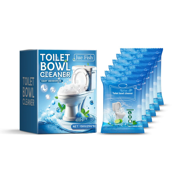 Deep Action Foaming Toilet Cleaner Powder box with multiple packets for tough cleaning and odor elimination.