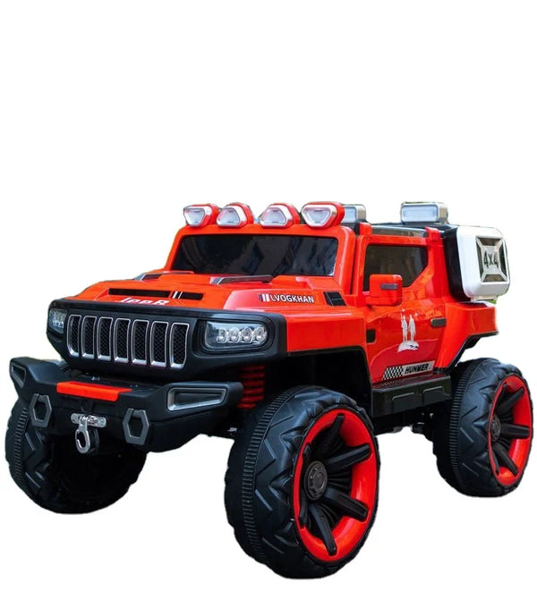 Four Wheel Offroad Remote Control Toy Car featuring a vibrant red design with oversized wheels and bright lights.