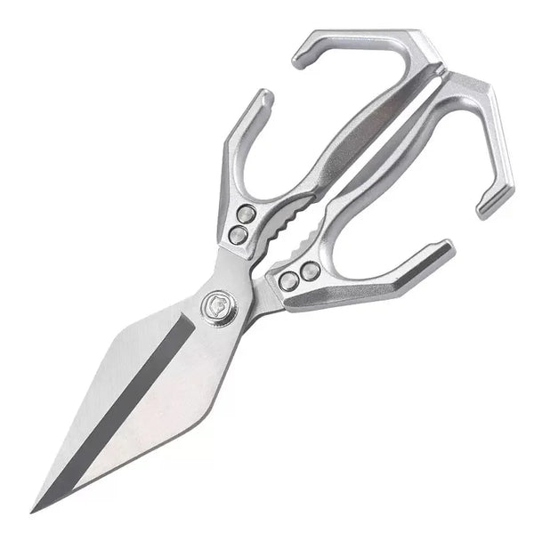 Strong Big Head Kitchen Scissors with durable SK5 steel blades and oversized cutting head for versatile cutting tasks.
