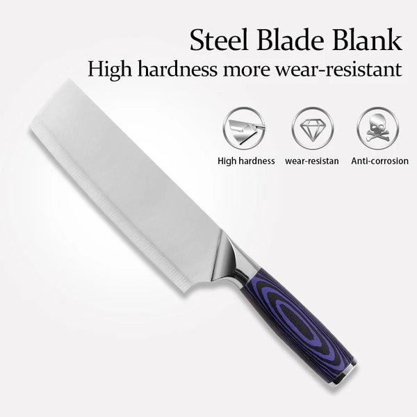 Multi-Purpose Japanese Kitchen Chef Knife with a stainless steel blade and lightweight handle for versatile cooking.