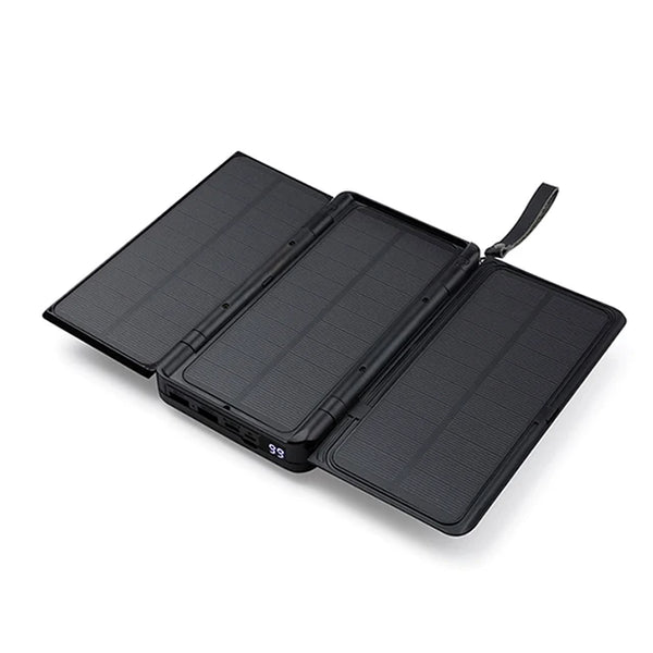 Multifunction Powerbank Folding Solar Panel 5W opened to display solar panels for charging devices outdoors.