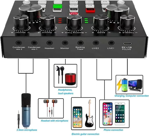 Portable Professional Audio Mixer and Microphone Set