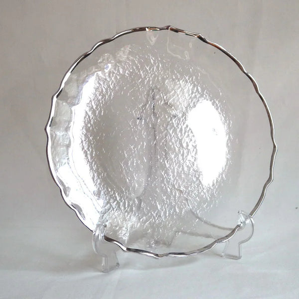 Gold Rimmed Flower Glass Charger Plate