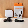 Rechargeable Clip-on LED Ring Selfie Light shown with packaging and accessories, ideal for enhancing video calls and content creation.