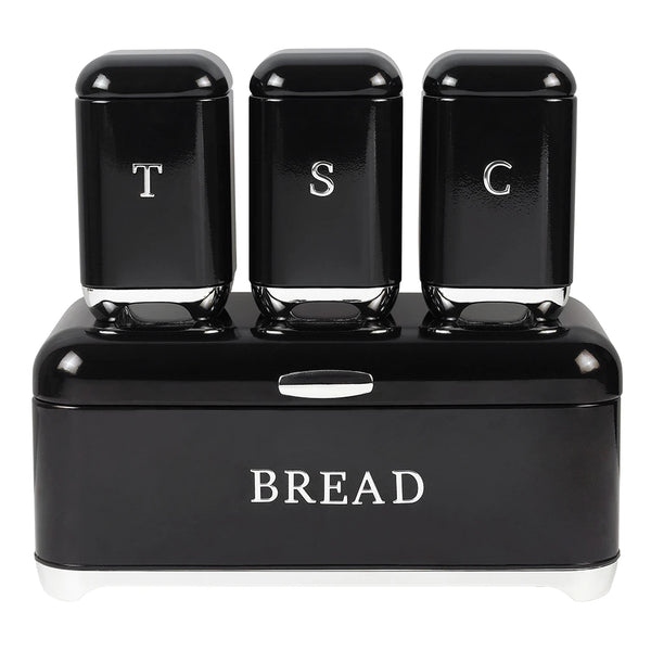 4-Piece Retro Metal Bread Box and Canister Set