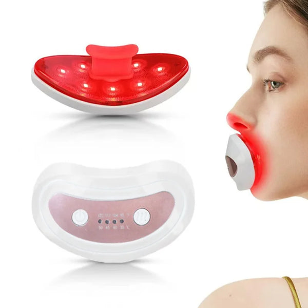 Electric Lip Plumper and Eye Massager Device showcasing its red light therapy features for enhanced beauty.