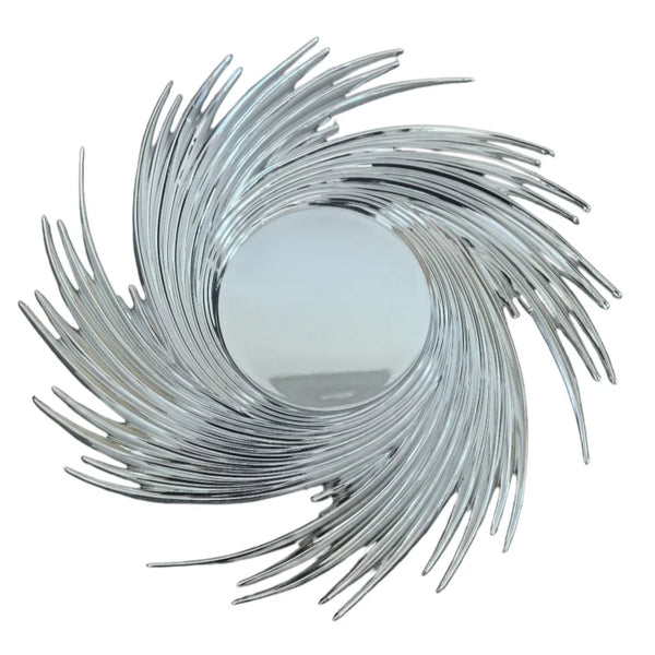 Silver Sparkle Sun Design Charger Plate showcasing an elegant spiral design, perfect for sophisticated table settings.