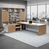 1.9m Modern Wooden Executive Office Desk set in a sleek professional office environment with large windows and modern decor.
