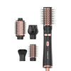 4 in 1 Hot Air Brush Styler with interchangeable attachments for drying, curling, and styling hair.