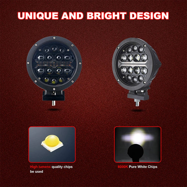 Round LED Strobe Warning Light 12V showcasing unique and bright design with high lumens quality chips.
