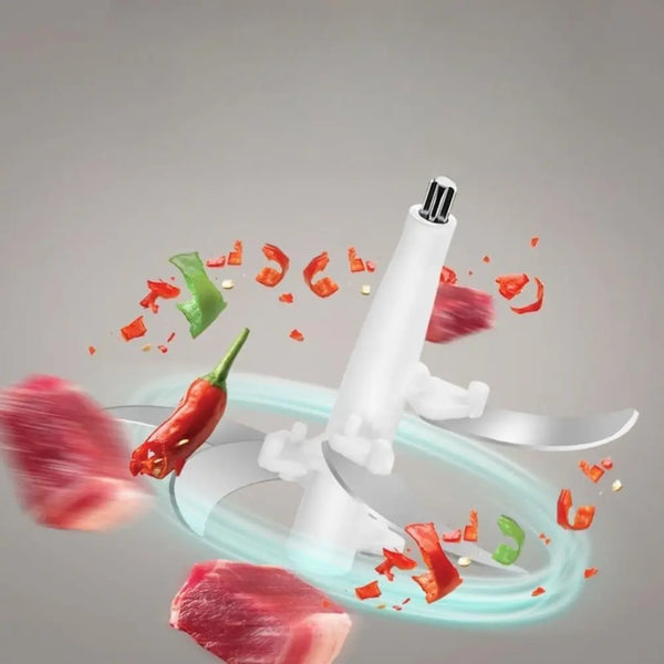 Electric 3L Stainless Steel Home Kitchen Food Processor blades chopping meat and vegetables in motion.
