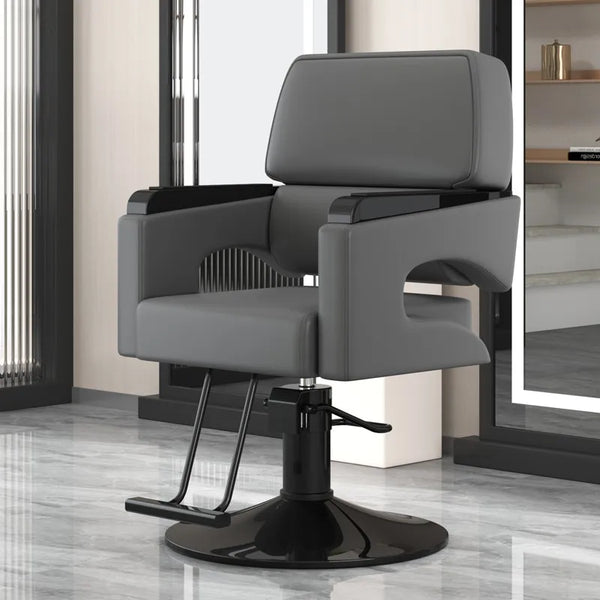 Stylish Heavy Duty Hydraulic Pump Reclining Chair in a modern salon setting with adjustable height and reclining features.