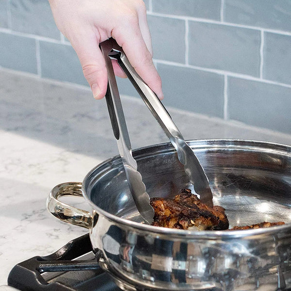 Stainless Steel Locking Kitchen Tongs Set
