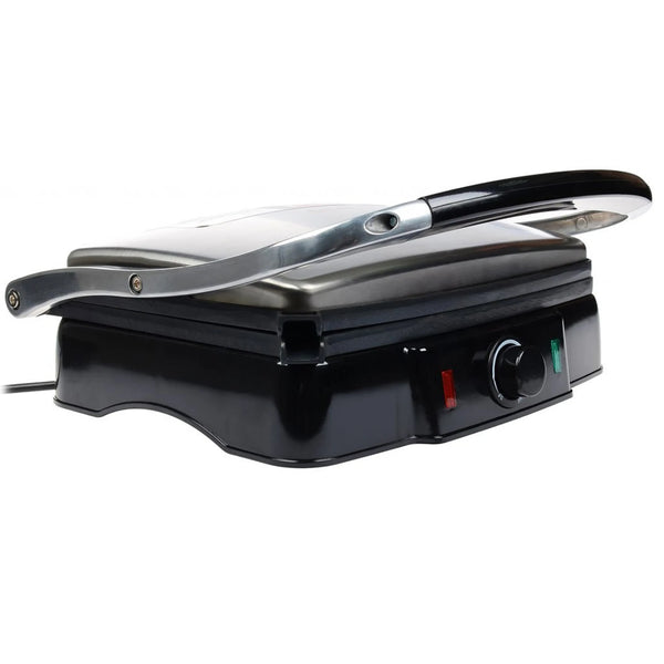 4-Slice Sandwich Press and Electric Contact Grill with adjustable handle and indicator lights.
