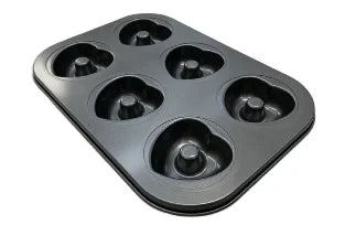 Non-Stick Heart Shaped 6-Cup Muffin Tray designed for perfectly shaped heart treats.