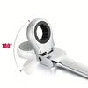 Flexible Head Carbon Steel Ratchet Wrench with a 180-degree pivoting head for easy access in tight spaces.