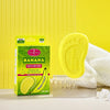Beauty Banana Milk Mini Whitening Soap in a foot shape, yellow packaging, designed for foot care and deodorization.
