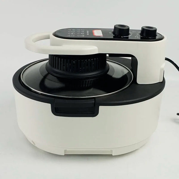 Digital Air Fryer Electric Cooker in sleek white design with control panel and lid.