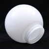 Blown Opal White Glass Globe Ball Lampshade shown at an angle with smooth spherical form on a dark background.