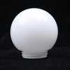Blown Opal White Glass Globe Ball Lampshade on a dark background, showcasing its smooth spherical design.