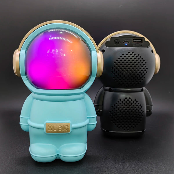 Stereo Woofer Bluetooth Speaker with colorful astronaut design, featuring a portable and unique look.