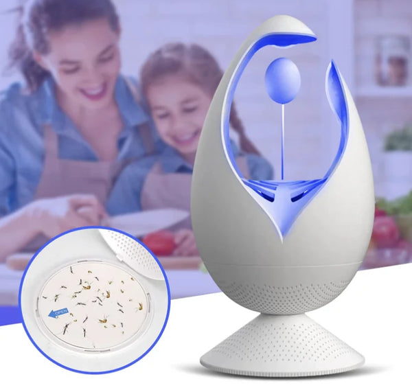USB Mosquito Trap Killer LED Lamp attracting and trapping mosquitoes with UV light in a modern design.