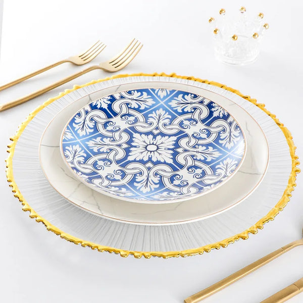 Gold Wavy Rim Glass Charger Plate