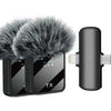 F15-2 Wireless Lavalier Microphone system featuring dual clip-on mics and a receiver for clear audio recording.
